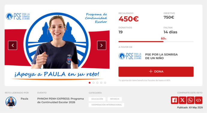 Vista simulada del perfil solidario del voluntario en Mi Grano de Arena
